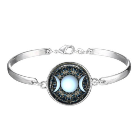 Separated&Struggling Jewelry - Triple Moon Goddess Glass Cabochon Bracelet